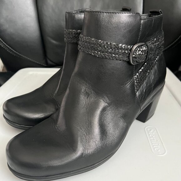 ABEO Bio System Priscilla Braided Strap Buckle Side Zip Bootie Boots Size 10M - Picture 1 of 16